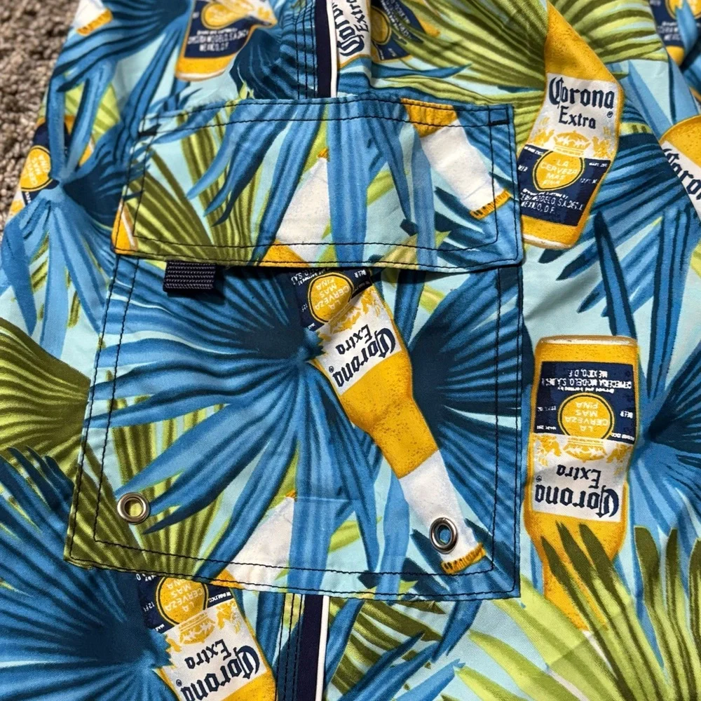 Corona swim trunks Extra‎ Beer Logo Board Shorts Mens Trunks Size 38 Drawstrings